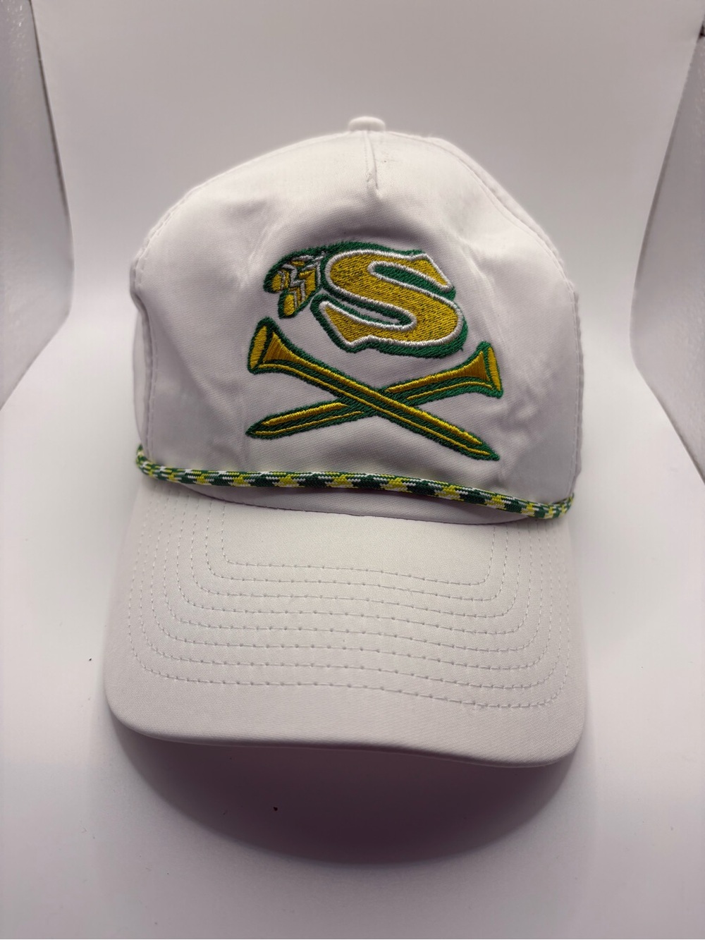 Sweetens Cove Golf Club Imperial Rope Hat White Green Yellow Snapback